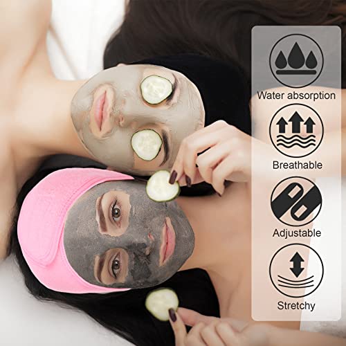 Whaline Spa Facial Headbands 3-Pack - Soft Adjustable Towels for Face & Yoga