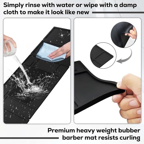 Magnetic Barber Mat with 4 Magnets & Tool Organizer