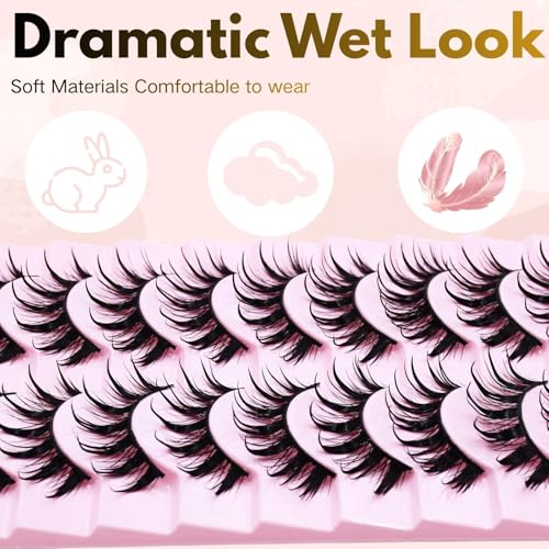 Anime Cat Eye False Eyelashes 10 Pairs - 16mm Wet C-Curl