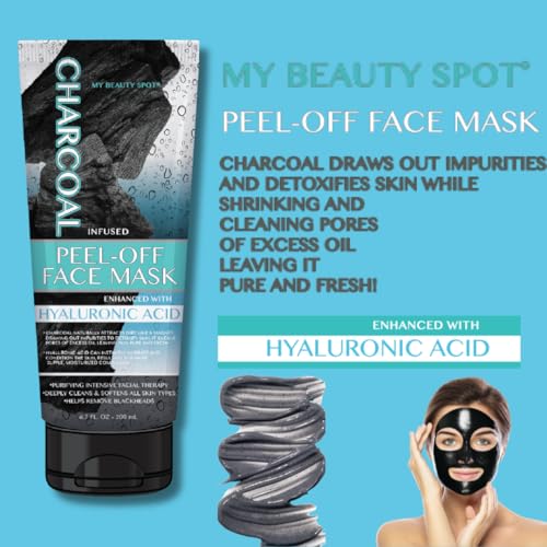 My Beauty Spot Charcoal Face Mask Peel-Off Face Mask Skin Care Black Head Remover for Face Infused with Hyaluronic Acid 6.7oz