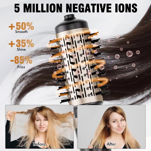 Rotating Hair Dryer Brush with 2 Interchangeable Heads
