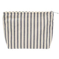 Flat Makeup Bag Women Canvas Cosmetic Pouch Navy Stripe