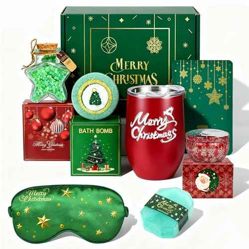 Christmas Gifts,Christmas Gifts for Women Merry Christmas Gifts Unique Holiday Gifts for Female Friends,Relaxing Bath Gifts Box Insulated Wine Tumbler Gifts Set for Mom, Wife, Sister, Girlfriend