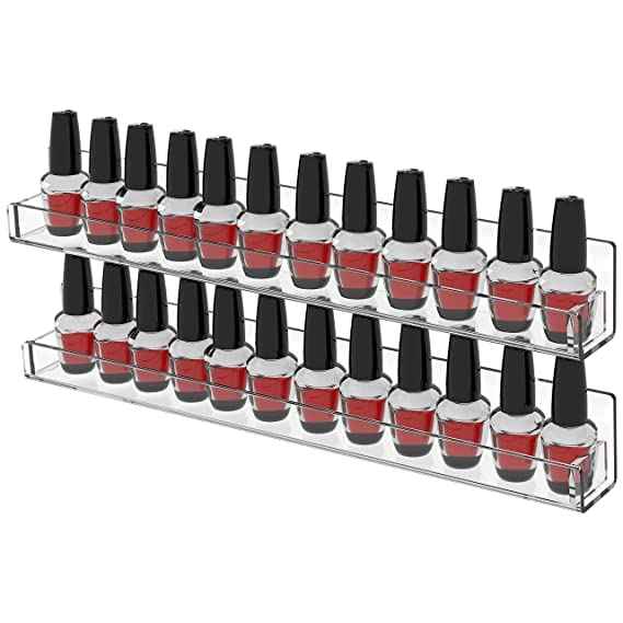 HESIN Acrylic Nail Polish Organizer Wall Mounted Nail Polish Display Racks 4 Pack Essential Oil Stand Holder Home Organizer