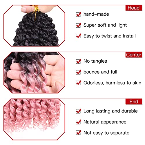 Xtrend 18 Inch Ombre Pink Passion Twist Hair Water Wave Crochet Braiding Hair 2 Packs Butterfly Locs Crochet Hair Synthetic Hair Extensions Crochet Braids hair