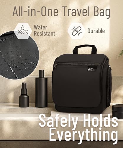 D&D Hanging Travel Toiletry Bag for Men & Women - 10 Compartments Organizer
