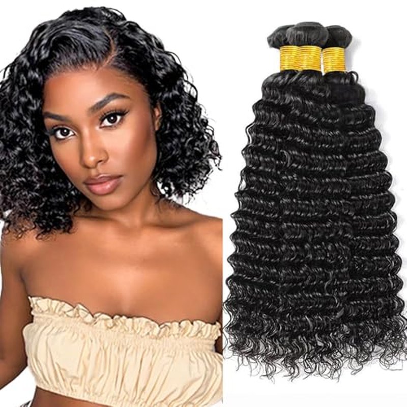 Brazilian Virgin Hair Deep Wave Bundles - 3 Pack, 12-16 Inch