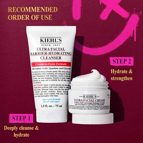 Kiehl's Duo Hydration Skincare Gift Set, $45 Value Skincare Gift, Set Includes Face Cream and Wash for Hydrated Skin, Travel Size Face Moisturizer and Wash