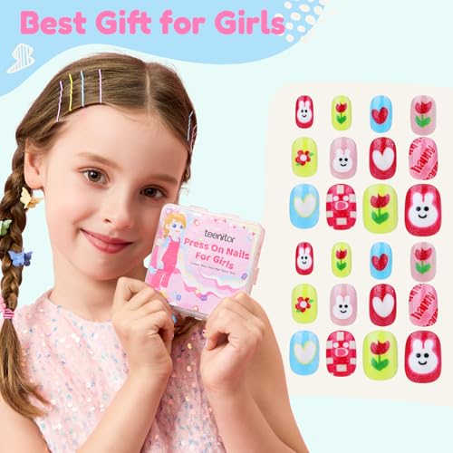 Teenitor Press On Nails for Kids Girls | 216pc 9 Designs