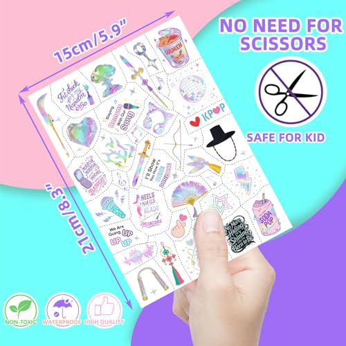 Iridescent Pre-Cut Demon Cartoon Hunters Temporary Tattoos - Demon Movie Hunter Party Decorations & Favors Stickers Gift for Korean Idol Movie Birthday Party Goodie Bag Stuffers & Prize Supplies