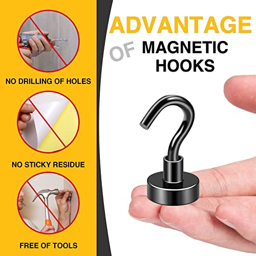 DIYMAG Magnetic Hooks, 25Lbs Strong Heavy Duty Cruise Magnet S-Hooks for Classroom, Fridge, Hanging, Cabins, Grill, Kitchen, Garage, Workplace and Office etc, (200Pack-Black),Screw in Hooks