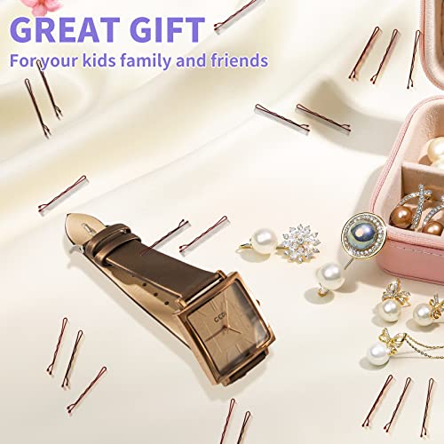 Brown 2 Inch Premium Bobby Pins - Secure Hold, Pain-Free Hair Clips with Storage Case