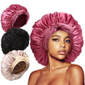 3Pcs Satin Silk Bonnets for Sleeping Women - Curly Hair Jumbo Braids