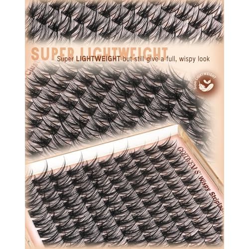 Wispy Lash Clusters 12-14-16mm Eyelash Clusters Set C Curl Pesta?as Postizas Naturales Fluffy Natural Lash Clusters for Effortless Eyelash Extensions Individual Lashes DIY False Eyelashes
