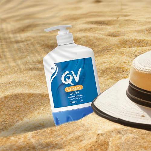 QV Cream with 10% Glycerin (1050g) Rich Protective Moisturiser for Sensitive, Dry Skin, Fragrance Free, Noncomedogenic Body Cream, Hydrating Skin Care for Eczema, Psoriasis, Dermatitis, Pump Bottle
