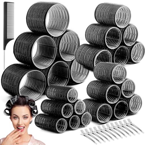 Heatless Hair Rollers Set 24pc with Clips - 4 Sizes
