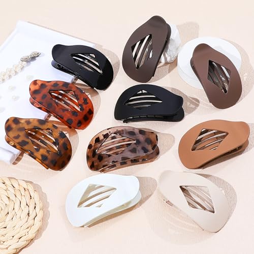Large Hair Claw Clips 4.2" - 10 Pack Flat Clips for Thick Hair