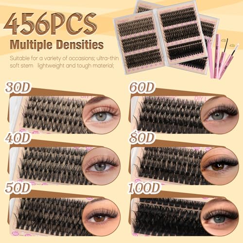 D Curl Lash Clusters Kit 30D-100D DIY Extensions 456PCS