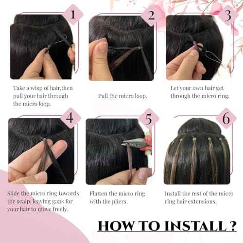 Microlink Extensions Human Hair 20 Inch Micro Loop Hair Extensions Long Straight Hair #1B/613 Hair Extensions Real Human Hair 50g 1g/s(#1B/613, 20inch)