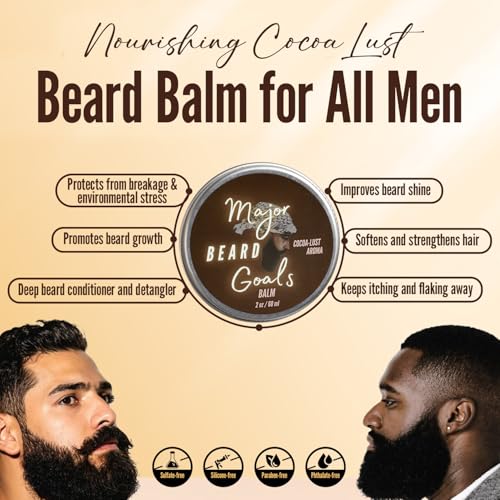 Beard Balm for Men - Cocoa Lust - Deep Conditioning Mustache & Beard Care for Growth, Softening, Grooming, & Styling - Shea Butter, Beeswax, & All Natural Oils - 2oz