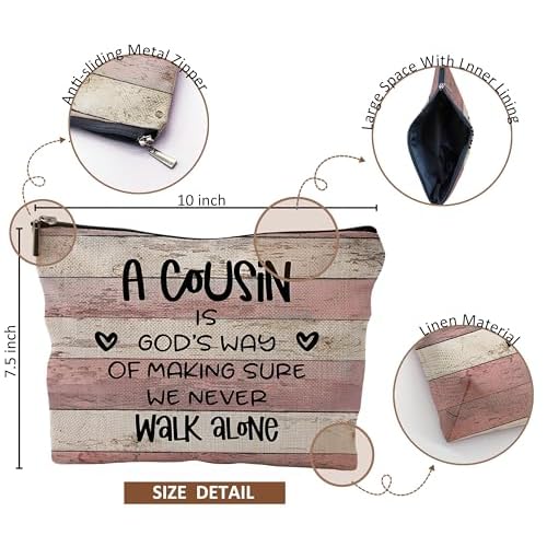 Cousin Gifts Makeup Bag,Cousin Gifts for Women,Cousin Cosmetic Bags With Zipper,Cousin Birthday Gifts for Women