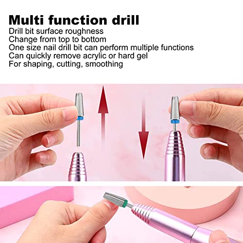 3pcs Pack Nail Drill Bit, Tungsten Steel Nail for Gel Remover,Nail Cuticle Clean Manicure Pedicure Safety Tools Home Salon Use, 2.35mm 0.09in Shank Diameter