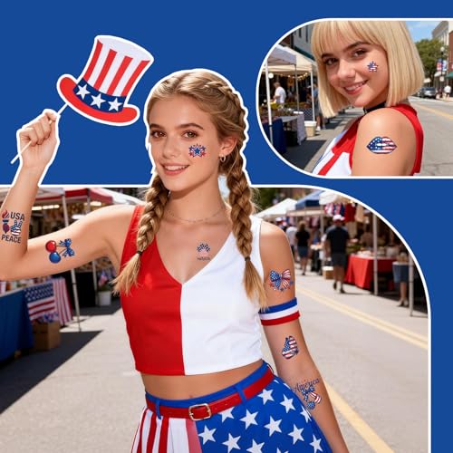 4th of July Temporary Tattoos 80 PCS - Waterproof Independence Day