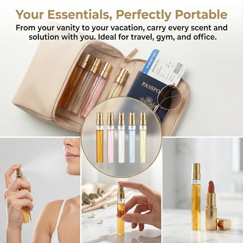 50Pcs 10ml Mini Spray Bottles - Empty Glass Refillable Perfume Atomizer