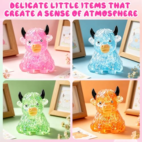 Blue Glitter Highland Cow Stress Relief Fidget Toy - Sensory Squeeze Ball, Anxiety & Desk Decor