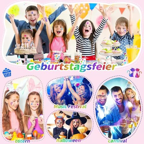 Temporary Glitter Tattoo Kit - 24 Colors, 120 Stencils, Kids & Adults