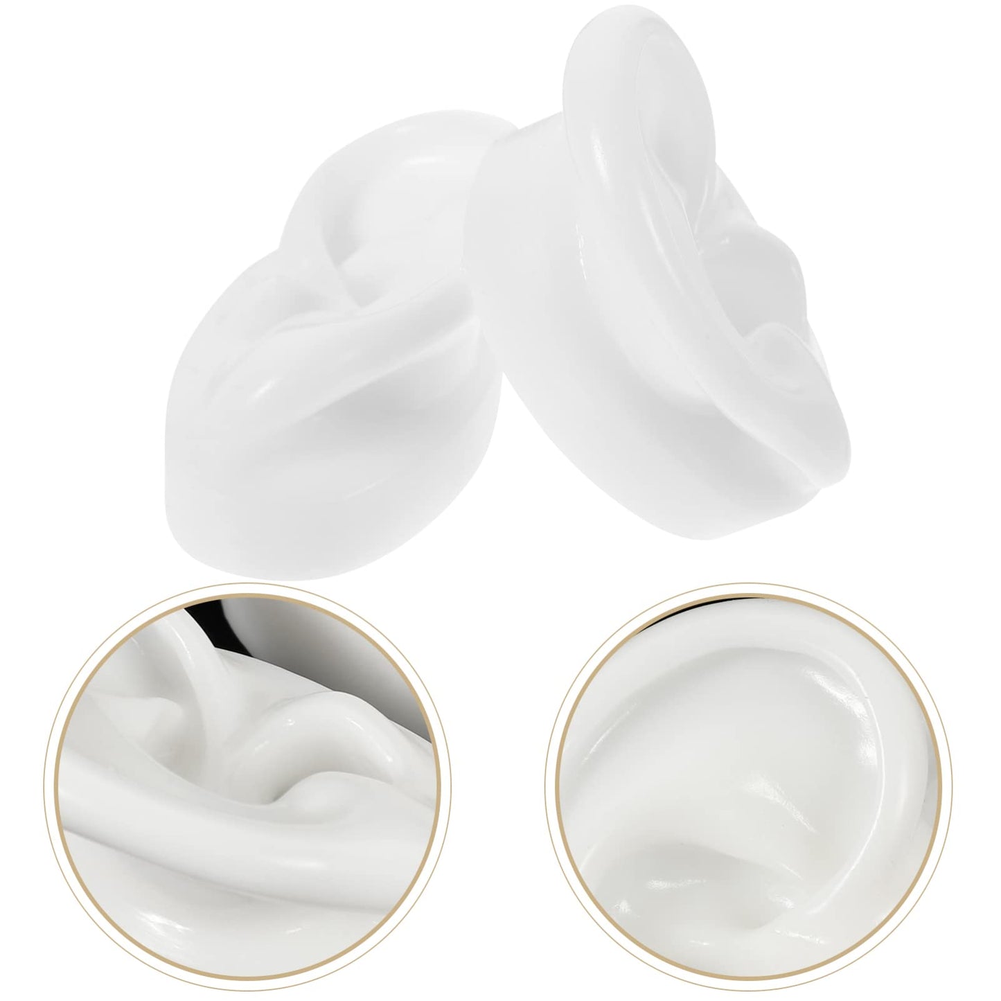 POPETPOP Silicone Ear Model : 2Pcs Realistic Fake Ear Mold for Earring Display Piercing Practice, 2.36x1.77x1.18in (White)