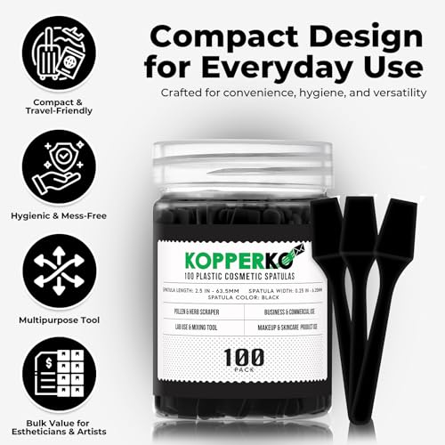 Kopperko Mini Lotion Spatula 2.5" (100 Pack) Black