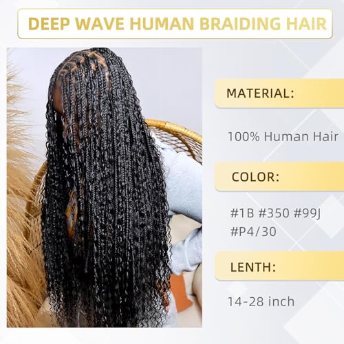 Freemiss 100g 16 Inch Deep Wave Human Braiding Hair - 2 Bundles