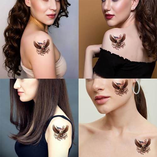 Eagle & USA Flag Temporary Tattoos - 6 Sheet Pack
