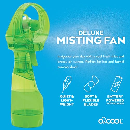 O2COOL Deluxe Handheld Battery Powered Water Misting Fan (Green)