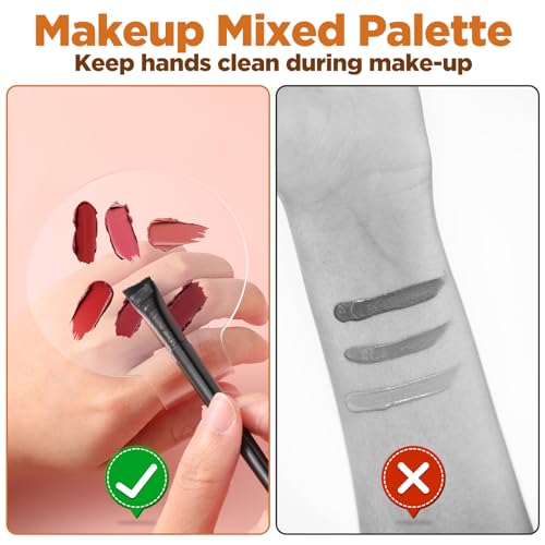 2 Pcs Handheld Acrylic Makeup Palette, Foundation Mixing Palette Nail Art Manicure Tray Clear Cosmetic Mixing Tray Apply for Foundation Eye Shadow Lipsticks Blending