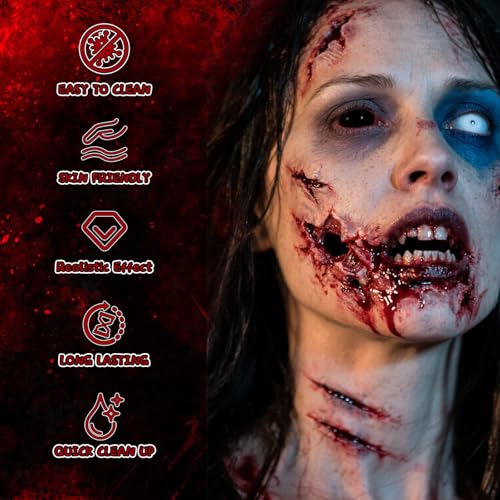 3-Piece Halloween Fake Blood Makeup Kit - Dripping, Spray & Gel