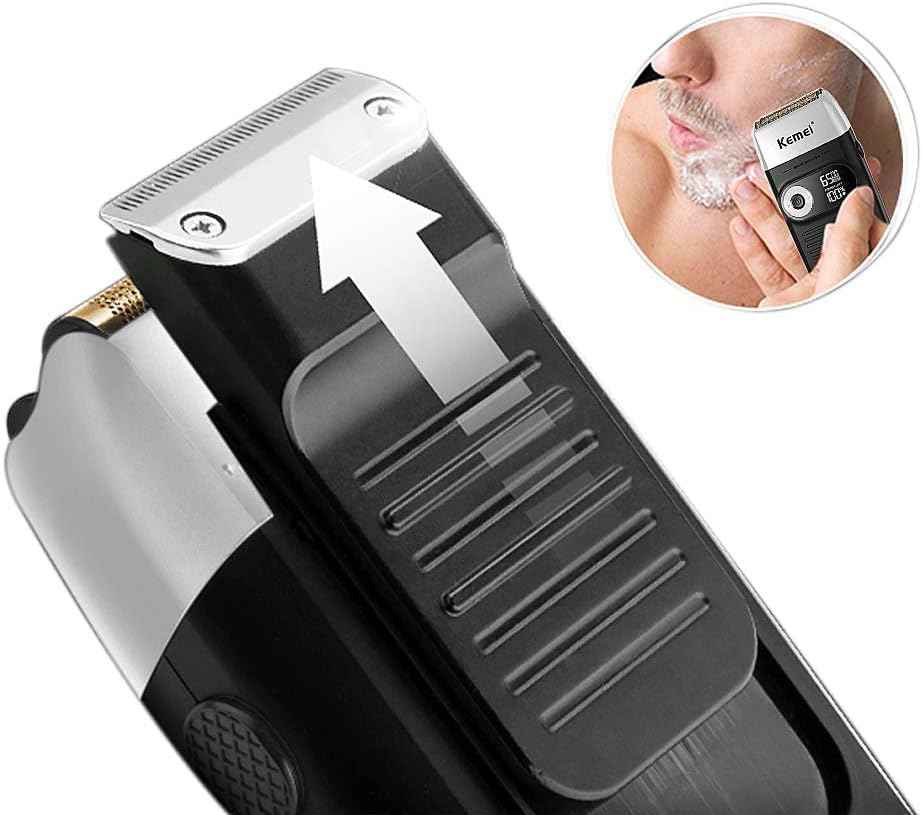 KEMEI Razor Barber for Men,Electric Razor Rechargeable with Beard Trimmer,Cordless Lithium Titanium Razor with Travel Case