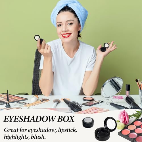WishLotus 4Pcs Empty Makeup Eyeshadow Box, Refillable Eyeshadow Sub Container for Daily Travel Use, Empty Eyeshadow Pans for Women and Girls, 35mm (Black)