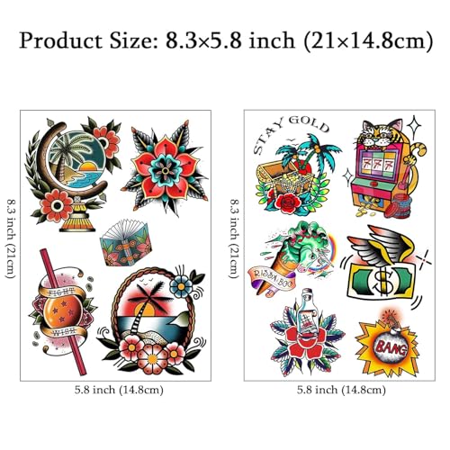 Sailor Jerry Temporary Tattoos - 2 Sheets Vintage Style