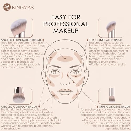 KINGMAS Dual-Ended Foundation & Concealer Brush Set (2-Piece)