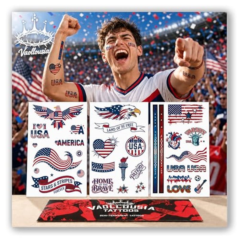 American Flag Temporary Tattoos for 2026 World Cup Fans