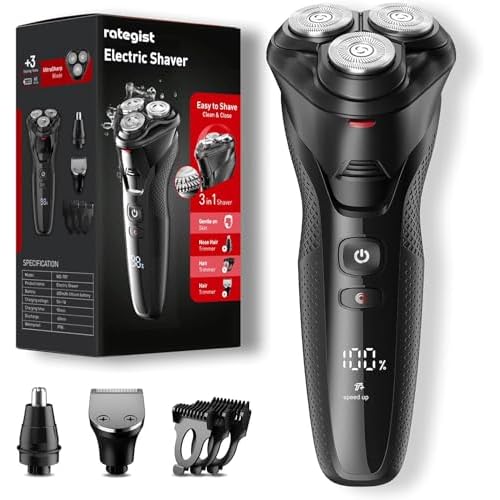 Cordless Electric Razor for Men: 3-in-1 Shaver for Beard/Nose/Sideburns - IPX7 Waterproof Travel Kit - Precision Blades & Turbo Speed