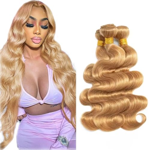 27 Honey Blonde Body Wave Human Hair Bundles 30-34 Inch