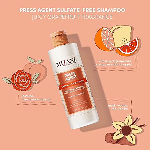 Mizani Press Agent Sulfate-Free Shampoo and Conditioner Set - Detangles and Moisturizes Hair For Heat, 8.5 Fl Oz (Pack of 2)
