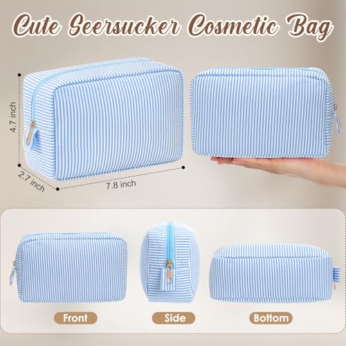 Sanwuta Seersucker Cosmetic Bag Set 10pc Light Blue