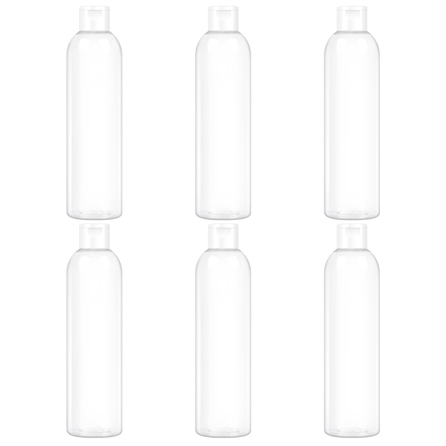 Neendohome 6 Pack 8oz Travel Squeeze Bottles with Flip Caps Refillable Empty Plastic Containers for Toiletries Shampoo Lotions Oils (250ml, Clear) 1