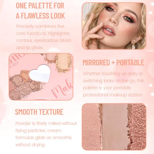 20-Color All-In-One Makeup Palette - Eyeshadow, Blush & Highlighter