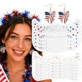 10pc Patriotic Glitter Face Tattoos & Bow Earrings Set