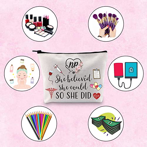 TSOTMO Nurse Practitioner Gift She Believed She Could So She Did 2022 Nurse Graduation Gift Makeup Bag (She Believed NP)